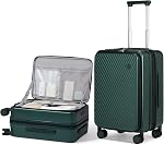 mixi 20 Inch Expandable Carry On Luggage PC Hard Shell Suitcase Top Opening Rolling Travel Suitcases with Spinner Wheels & TSA Lock, Blackish Green