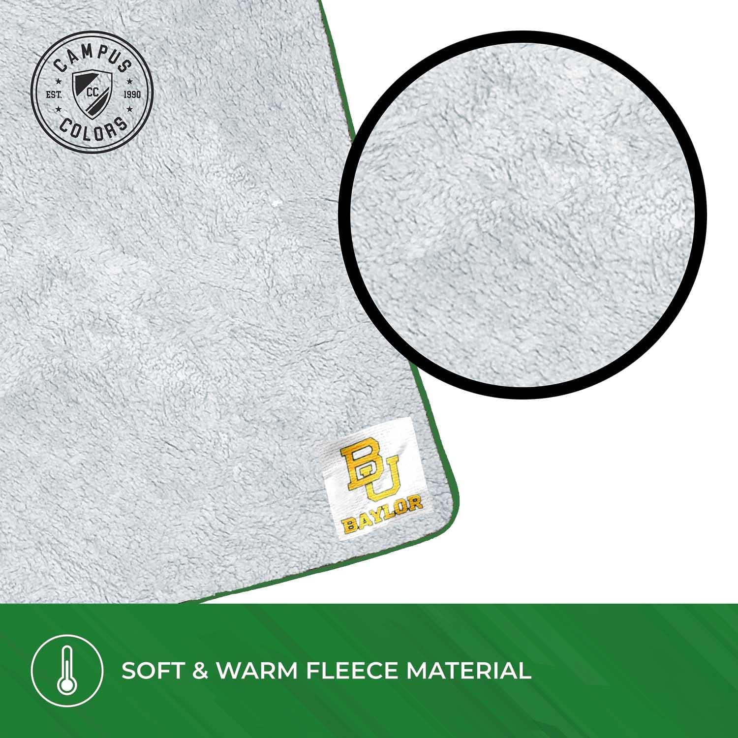 Northwest NCAA Silk Sherpa College Throw Blanket - Super Soft & Fluffy - 60" x 50" - Experience Ultimate Comfort and Coziness (Baylor Bears - Green)