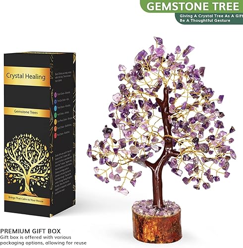 Miniatura 4 de Árbol de cristal de amatista, árbol de dinero de piedra, piedras preciosas y cristales, energía de cristal, piedras curativas, piedra morada,