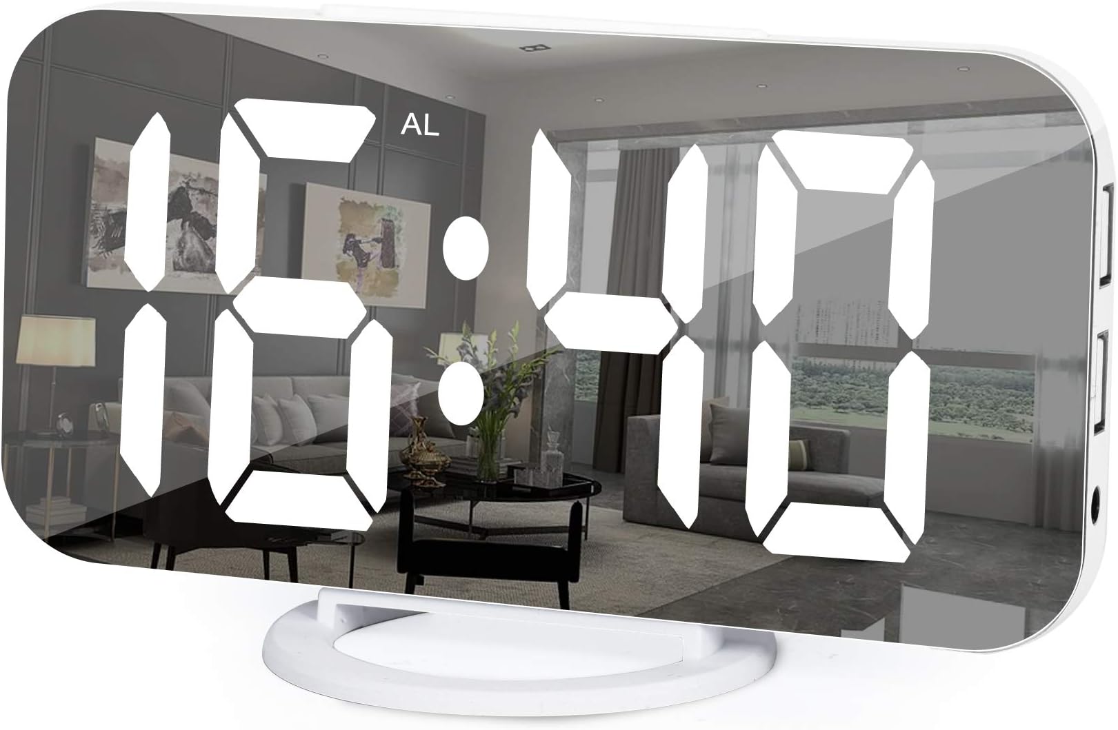 Buy YGON Plastic Mirror Surface LED Digital Alarm Clock with Dual USB