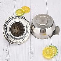 Vista 9 de Exprimidor de limón de acero inoxidable Exprimidor de cítricos Prensa de mano Herramienta de exprimir jugo de naranja con recipiente