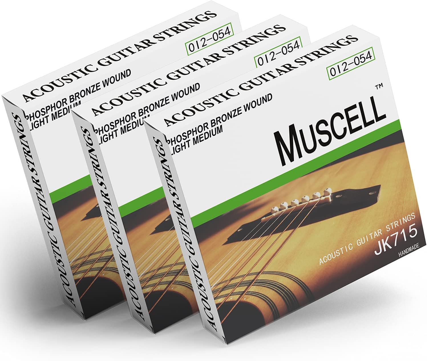 MUSCELL Handmade Phosphor Bronze Acoustic Guitar Strings-3 Packs - 6 Strings - Custom Light JK713 : Musical Instruments