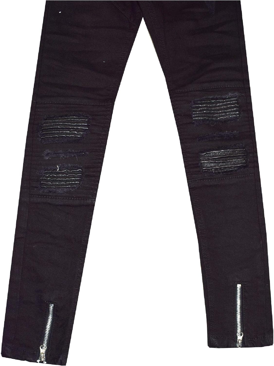 Kids Girls Stretchy Jeans Designer Ripped Drape Panel Denim Pant Trouser 5-13 Yr Jet Black