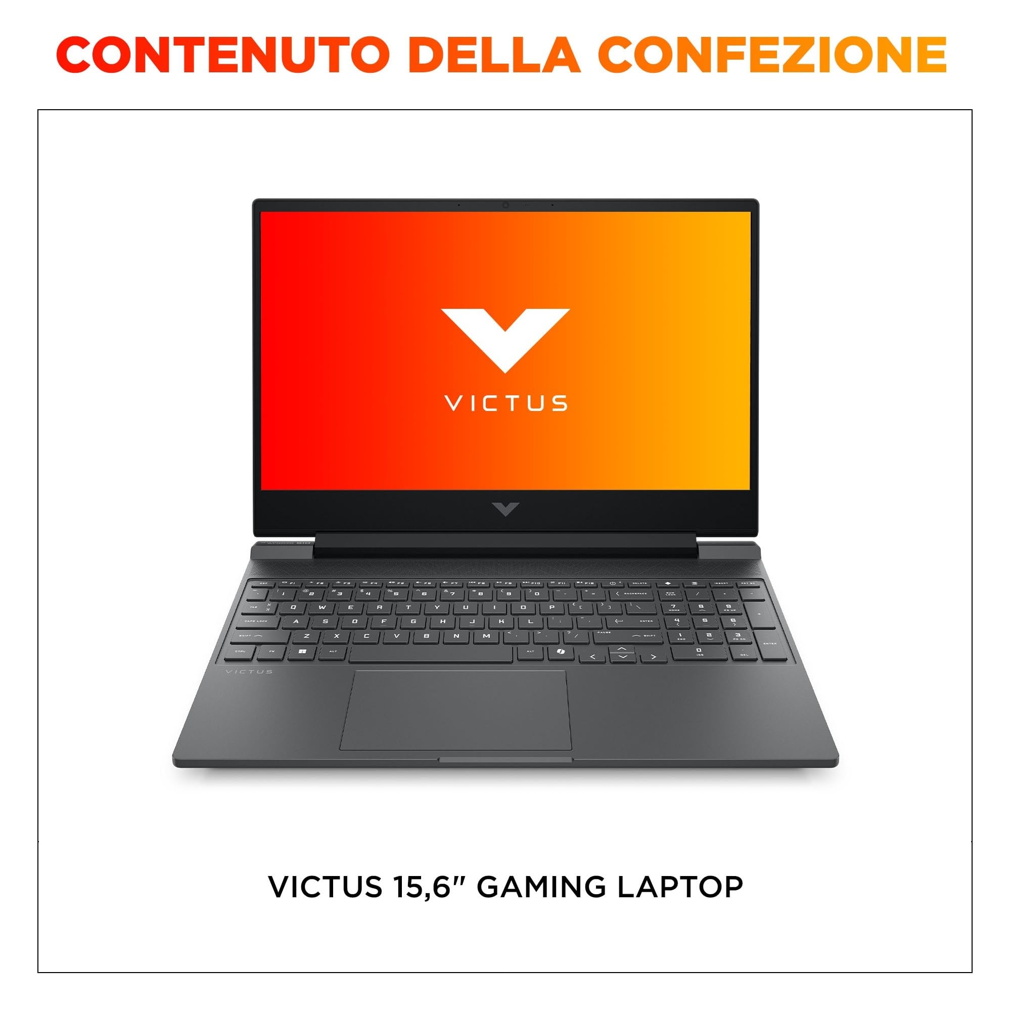 HP Victus 15-fa2001slx, Notebook, Intel Core i5-13450HX, 16 GB RAM, 512 GB SSD, NVIDIA RTX 3050 6GB, 15,6" FHD IPS 144Hz, Laptop, 720p TNR Cam, FreeDOS 3.0, Portatile, Grigio