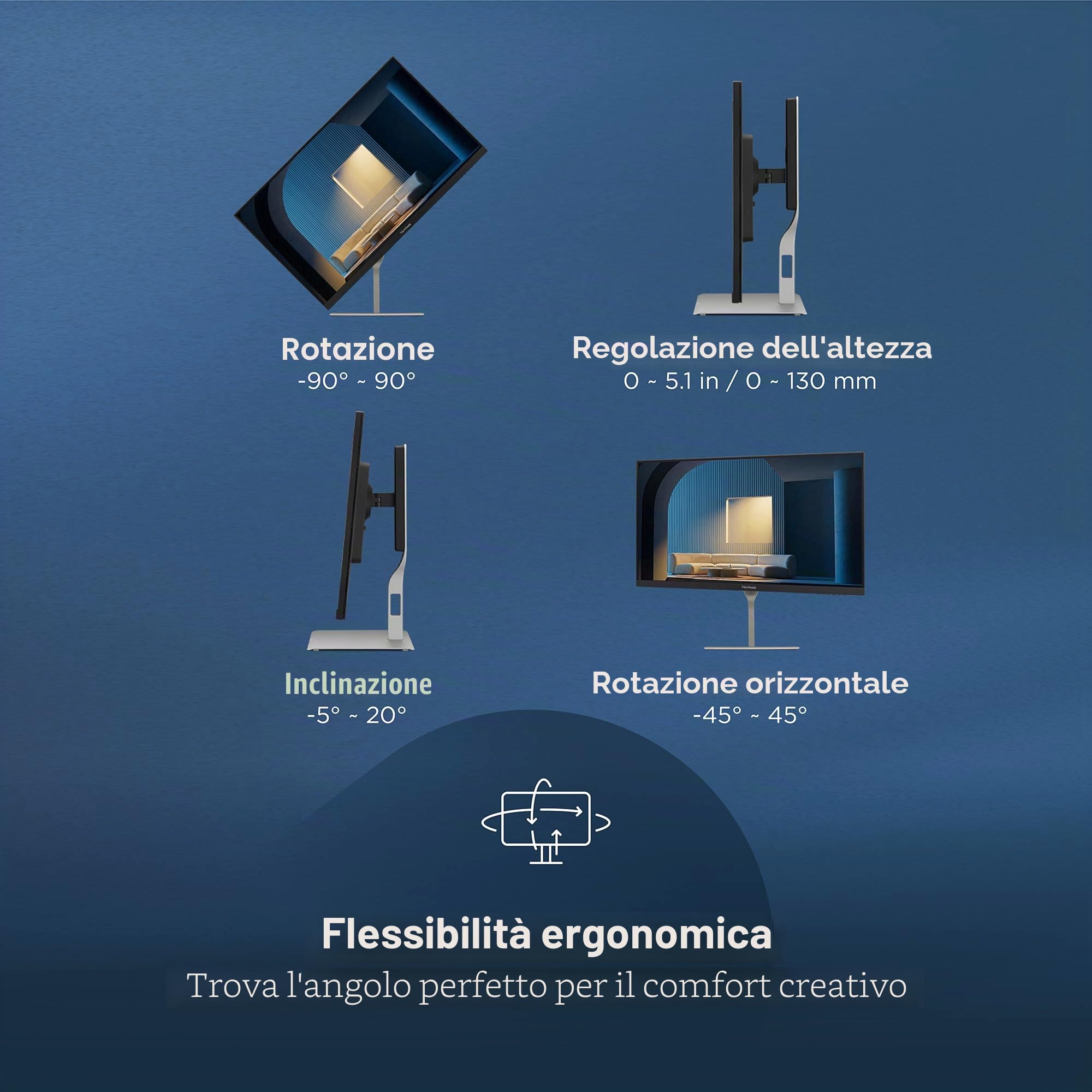 ViewSonic ColorPro VP2766-2K Monitor 27" 2K QHD, convalida Pantone, Delta E<2, 100% sRGB, 90W USB-C, 120Hz, Monitor creativo per progettazione grafica e editing video, ergonomico, TUV Flicker Free