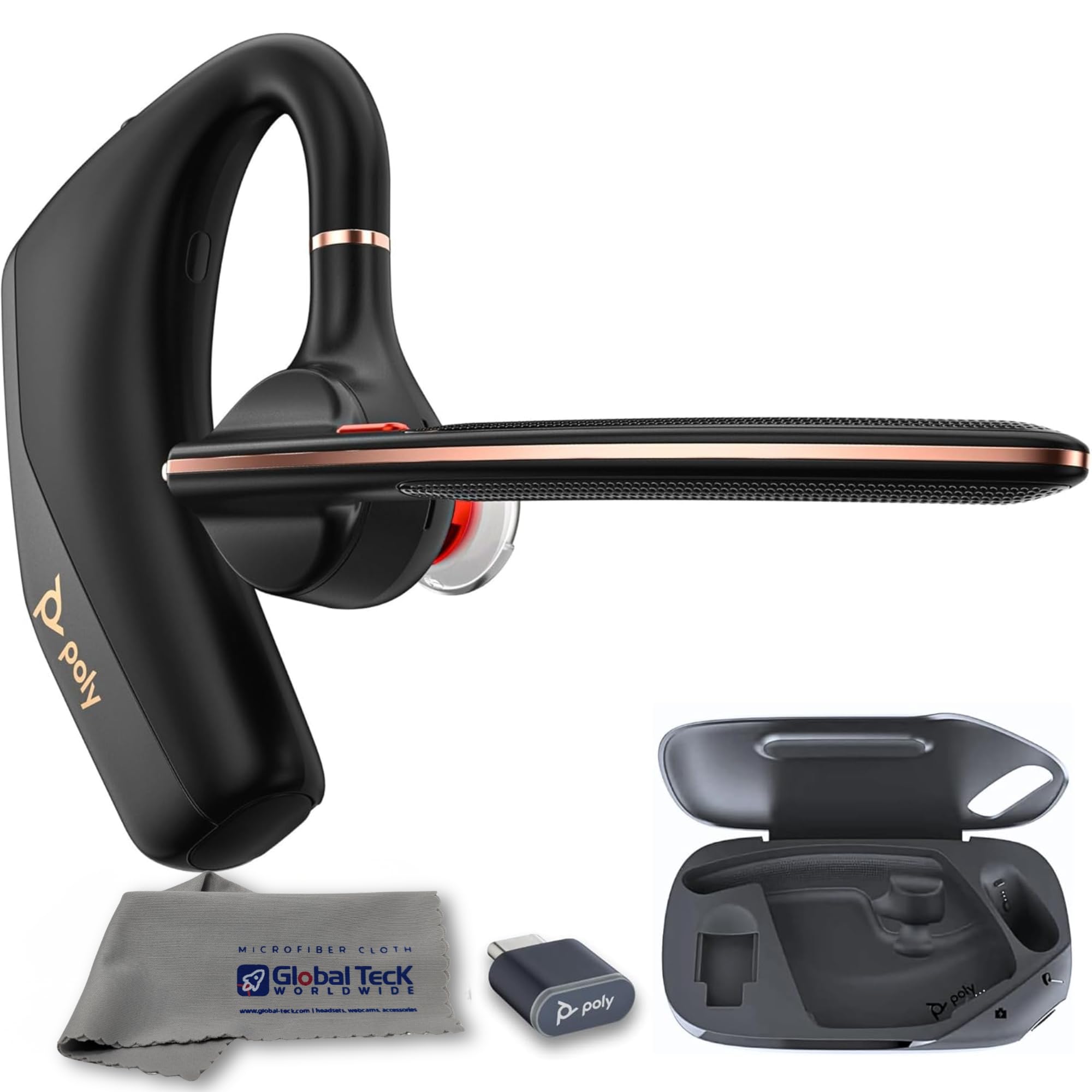 Poly Voyager Legend 50 UC Bluetooth Headset, Charging Case, AI-Powered Noise Cancellation, 4-Mic WindSmart Tech, 10-Hr Battery, 98 ft Wireless Range, Multipoint Connectivity, Voice Assistant