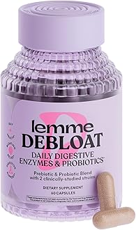 Lemme Debloat 3-in-1 Prebiotic, Probiotic & Digestive Enzyme Capsules for Bloating & Gas Relief - 2 Clinically Studied Probiotics w/5 Digestive Enzymes to Improve Digestion, Women & Men, (60 Count)