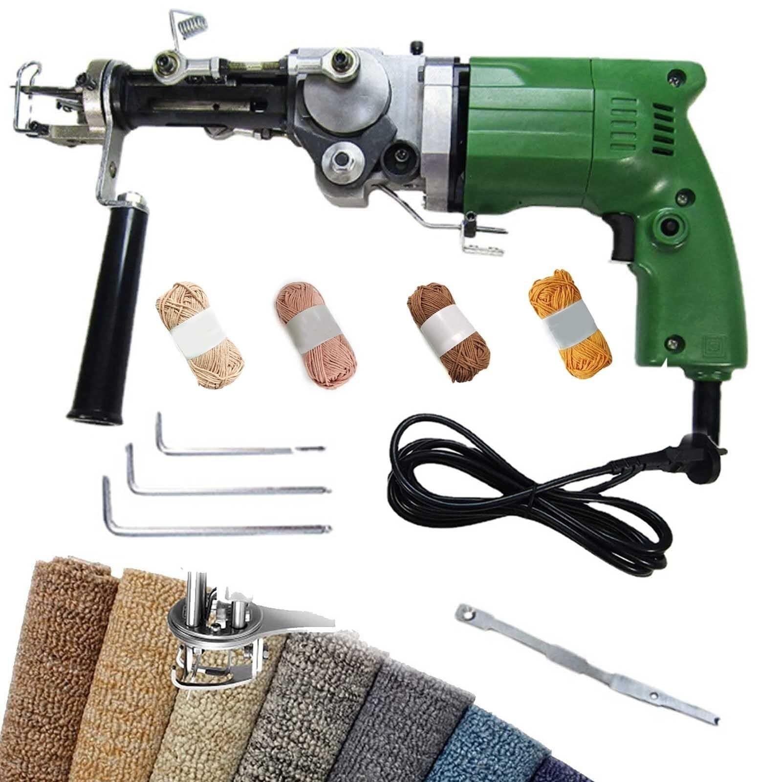 Elektryczny pistolet do tuftowania dywanów, ręczne narzędzie dziewiarskie 240 W, 4 loki, prędkość obrotowa 2400 obr./min, wysokość pęczka 7–16 mm, przemysłowy pistolet do tuftowania do wyrobu dywanów