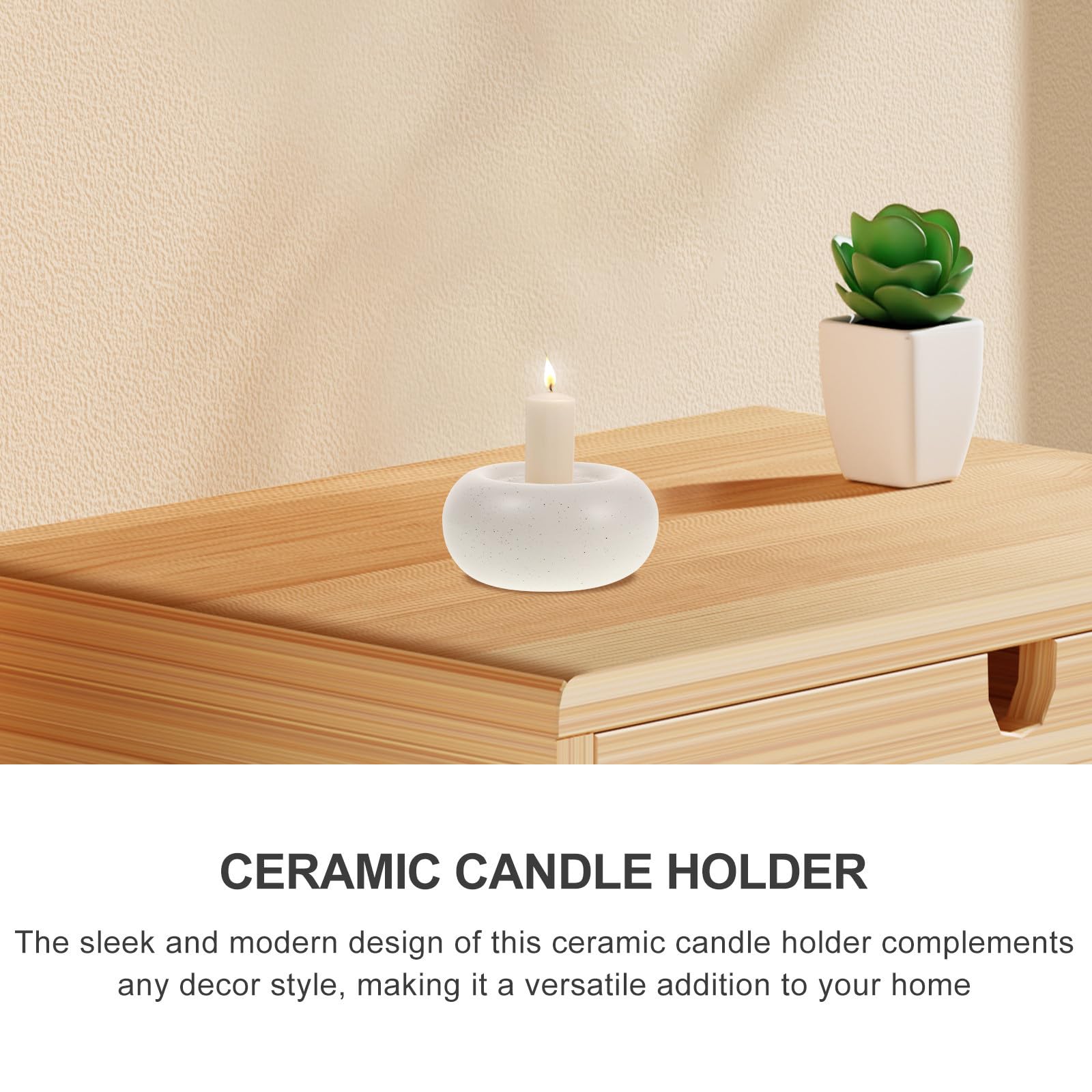 Toyvian 4 Piezas Candelabro Decorativo de Cerámica en Color Blanco para