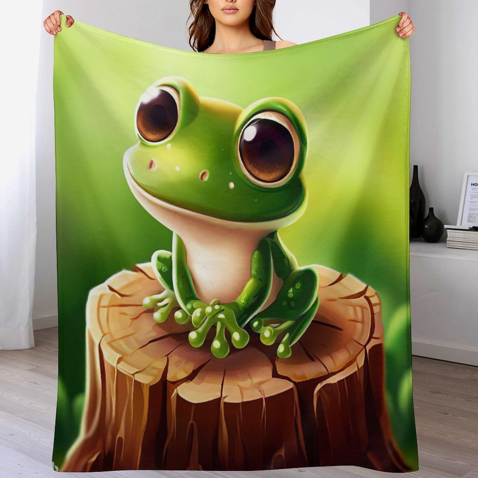 Couverture polaire grenouille en flannel douce pour lit et canapé de 100x130cm