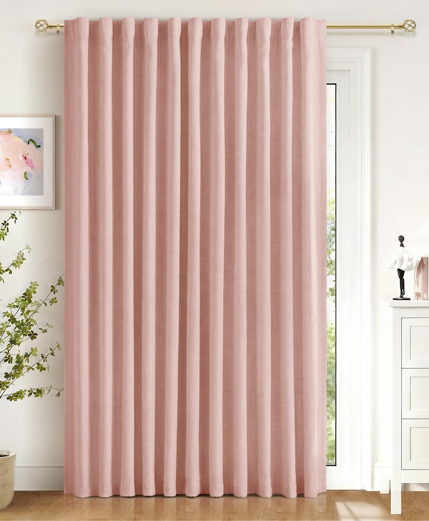 Blush Pink Total Blackout Sliding Door Curtains 84 Inch Long