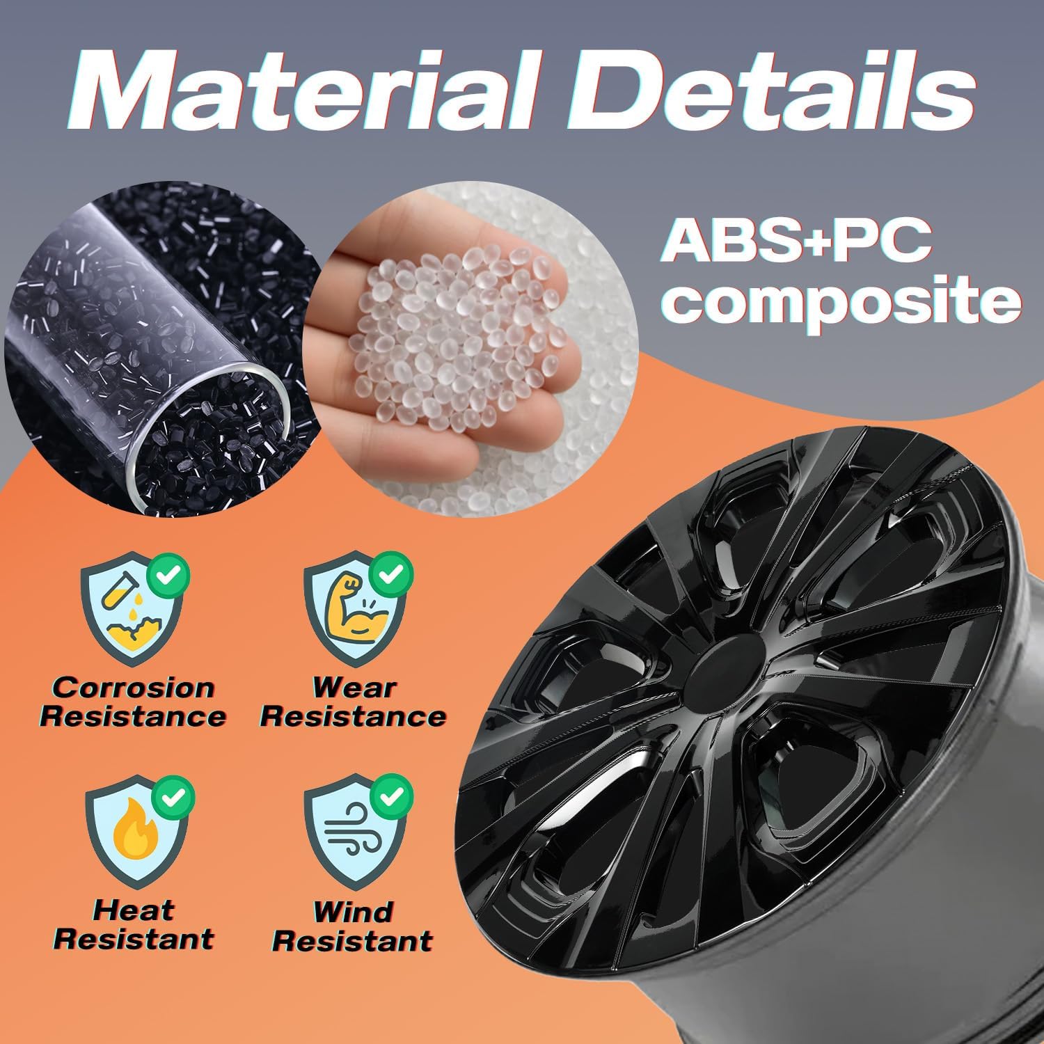 15 Inch Hubcaps Compatible with Toyota 2016-2022 Prius & 2017-2020 Prius Prime & 2020-2024 Corolla Hybrid Factory Alloy Wheel, Snap-On Wheel Covers, Set of 4 (Black)