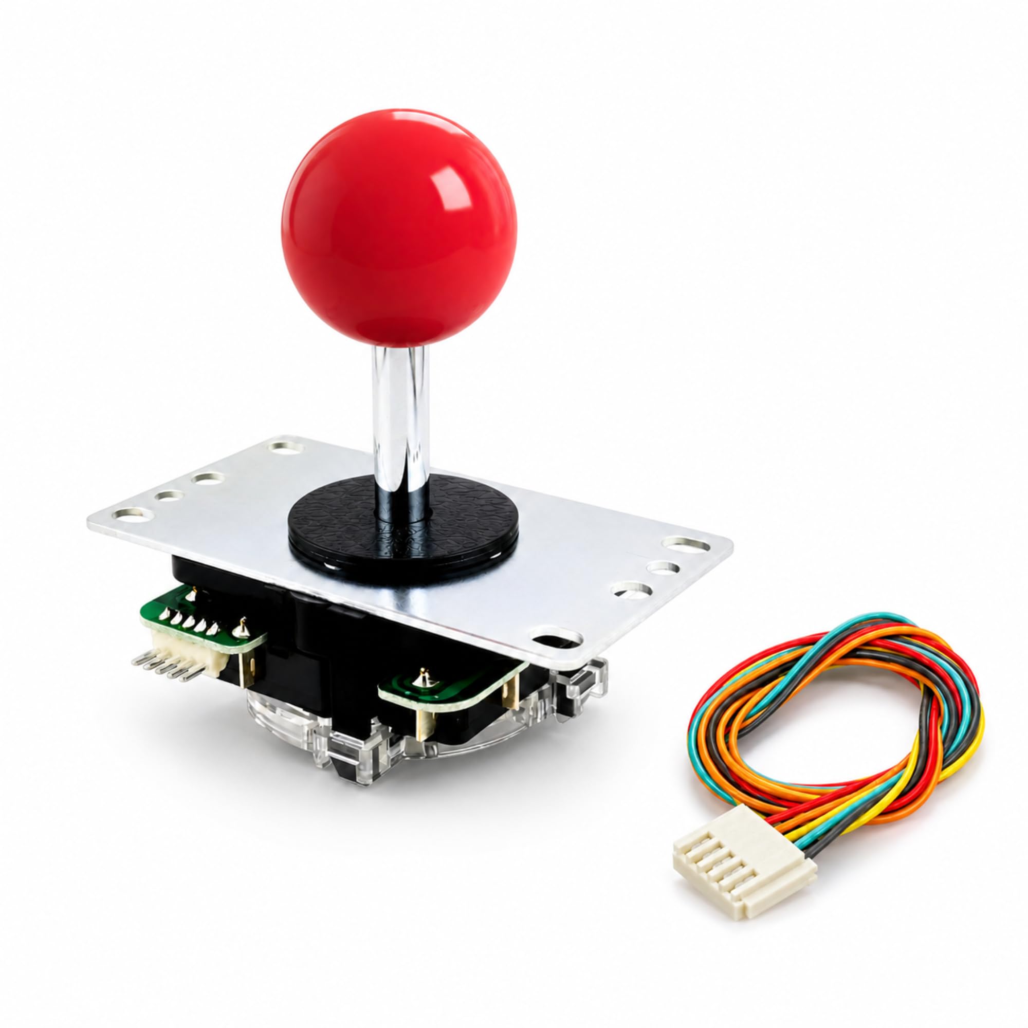 SANWA JLX2-TP-8YT Joystick de arcade de 2ª generación con parte superior de bola roja y arnés de 5 pines, actualización y sucesor definitivo de JLF, base POM, arandela en forma de X, puerta GT-8X