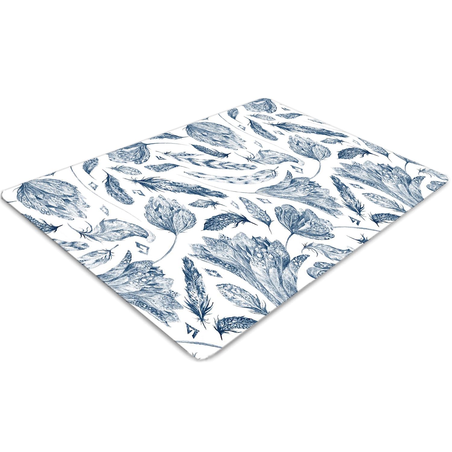 Tapis de chaise de bureau feuilles bleues pour protéger le parquet