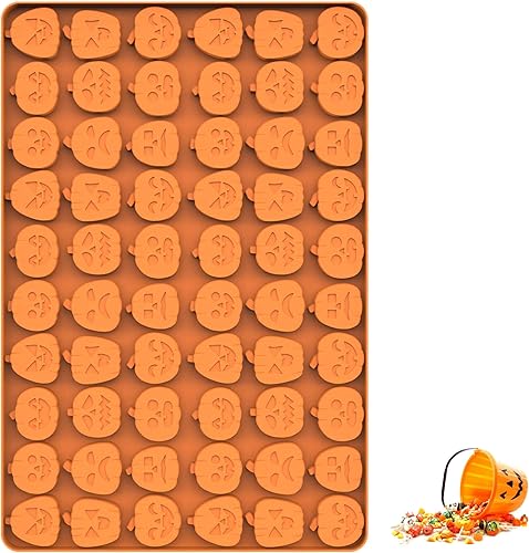 Moldes de silicona de calabaza para dulces de Halloween, chocolate, gomitas y decoración de Halloween, molde de caramelo Jack O Lantern con raspador