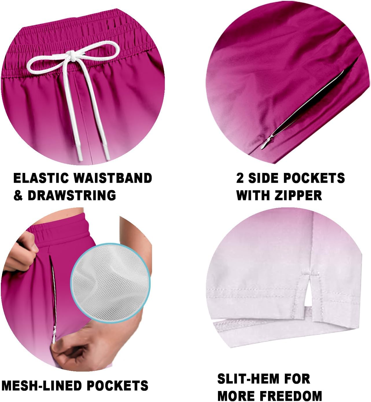 TENGINE Men's Swim Trunk 5" with Compression Liner 5 Inch Quick Dry Board Shorts Zipper Pocket - Image 4