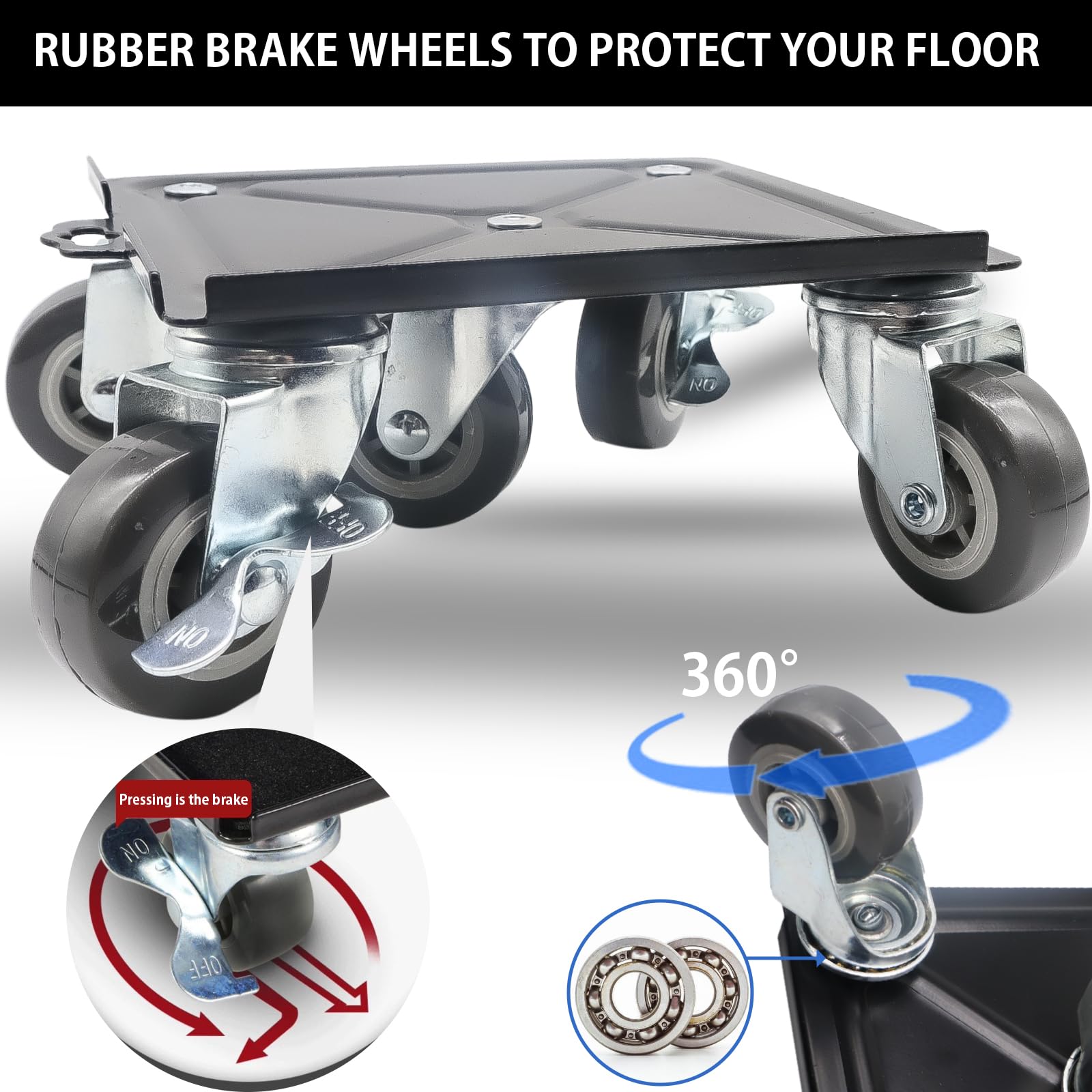 Heavy Duty Furniture Movers Set - 4 Pack With 5 Wheels Each, 360° Rotating, Holds 1322 LBS For Sofa, Fridge, Cabinet