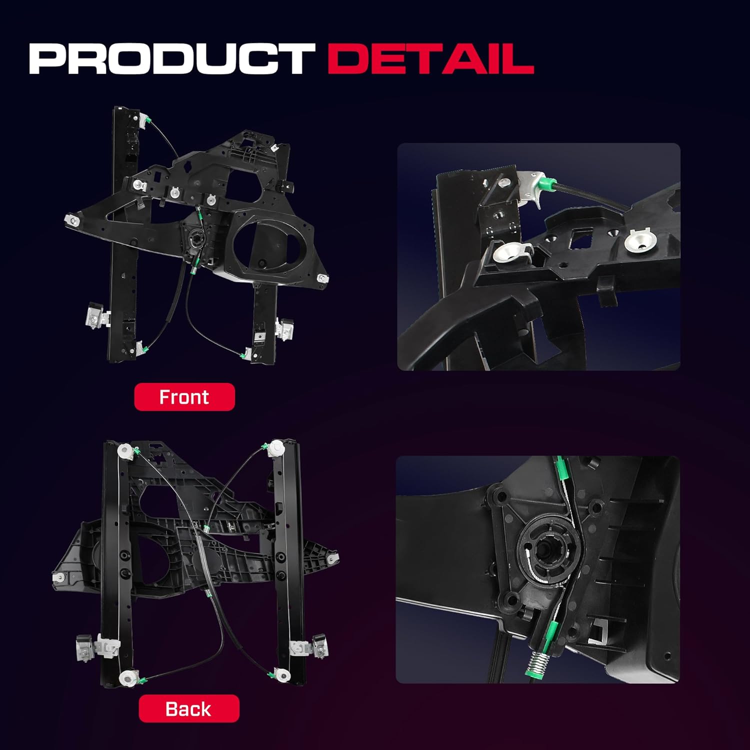Front Driver Side Power Window Regulator Without Motor with Panel Fit for 2007-2017 Ford Expedition Lincoln Navigator, 749-542