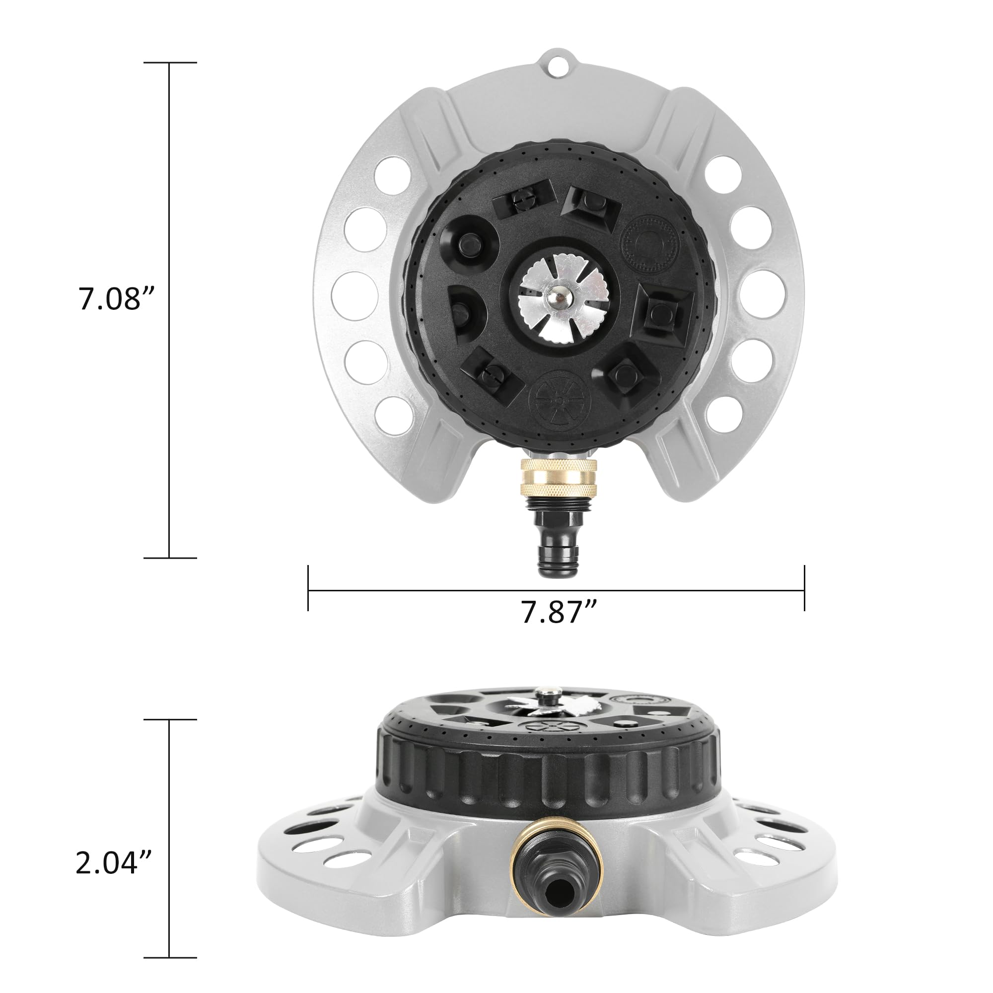 STYDDI Hochleistungs-Rasensprinkler aus Metall, Turmsprinkler mit 9 Mustern und Sockel aus Zinklegierung, für kleine oder mittlere und ungewöhnlich geformte Gärten und Höfe