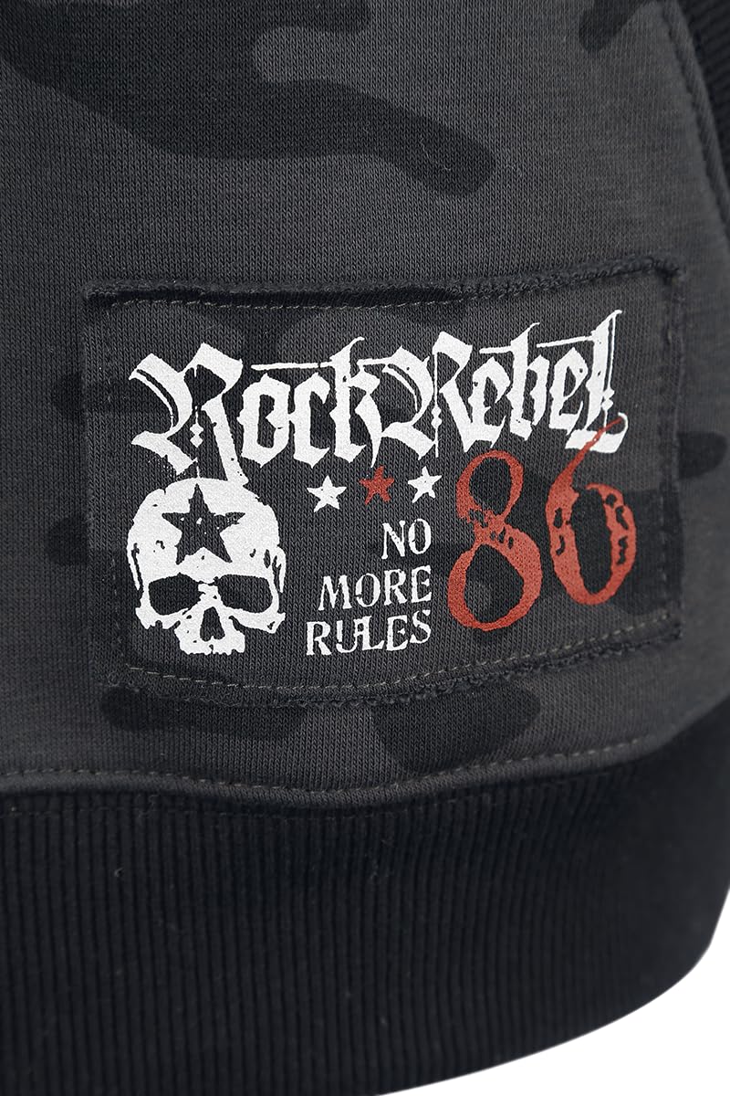 Rock Rebel by EMP Uomo Felpa con Cappuccio Grigio Scuro con Stampa