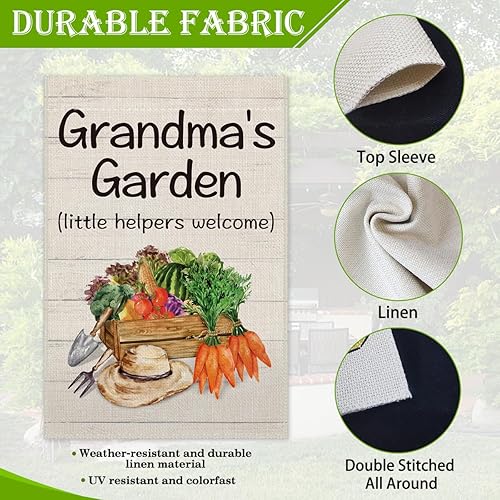 Miniatura 4 de Hafhue Grandma's Garden Little Helpers - Bandera de bienvenida para jardín, 12 x 18 pulgadas, doble cara para decoración de césped para exteriores,