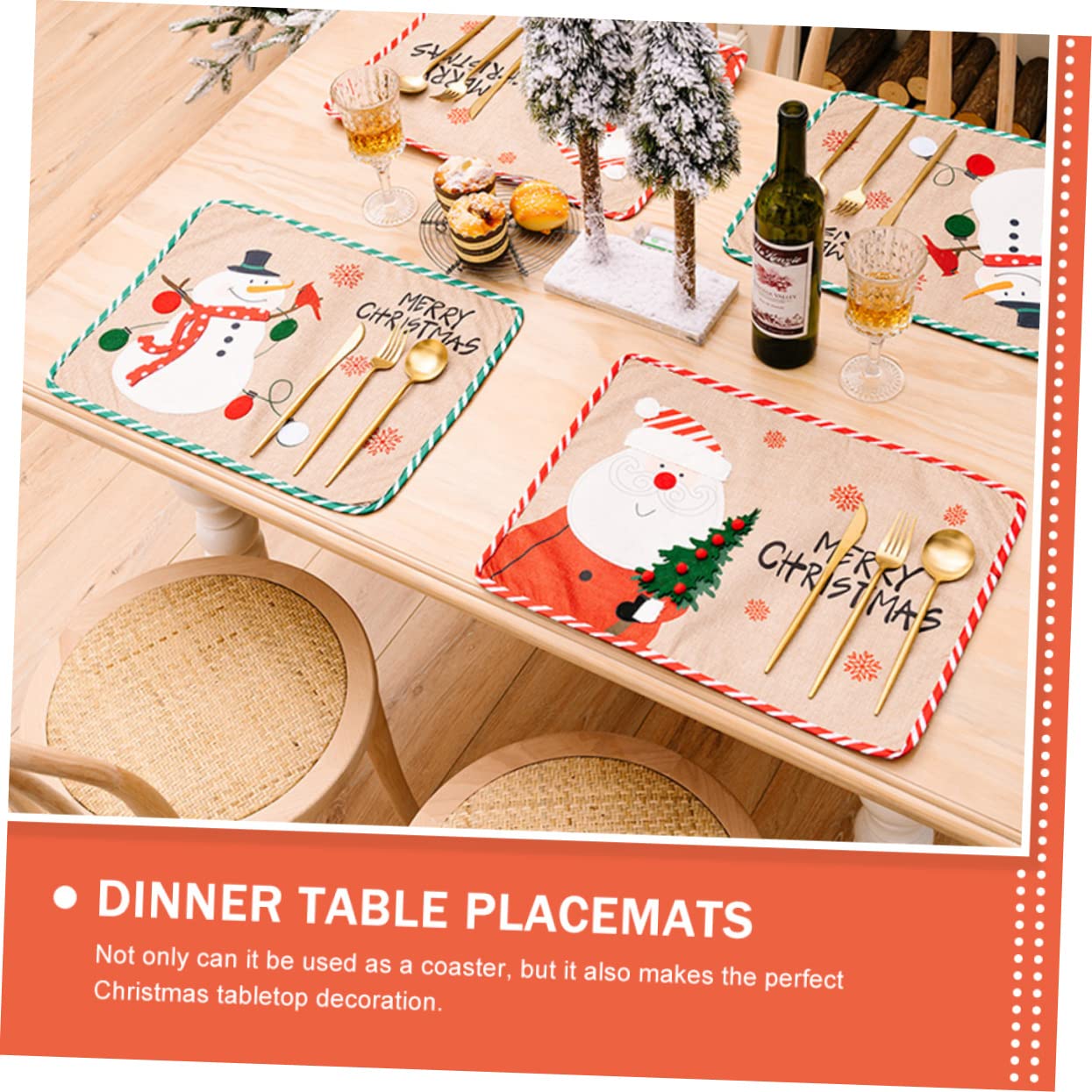 Cabilock 3 Piezas Decoración navideña Decoraciones de Mesa de Fiesta manteles Individuales para Festivales Posavasos navideños Christmas Tablecloth decoración de la Mesa del hogar Tela