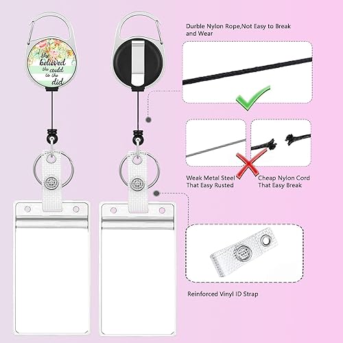 Miniatura 35 de Llavero retráctil de carrete de insignia, resistente con clip para cinturón, soporte para tarjetas de identificación verticales impermeables para 1