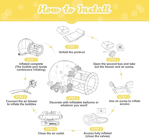 Miniatura 5 de Casa de burbujas, cúpula inflable de burbujas para niños, tienda de campaña inflable de PVC con bomba de mano sopladora de aire de 750 W, perfecta