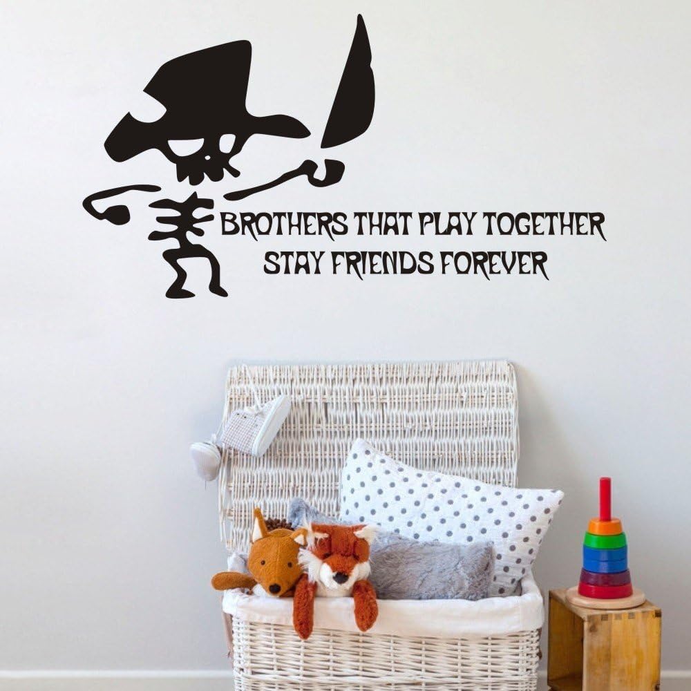 Maribeatty Walk The Plank Pirate Theme Wall Decal Brother That Play Together Stay Friends Forever Quote Kids Room Sticker Decor