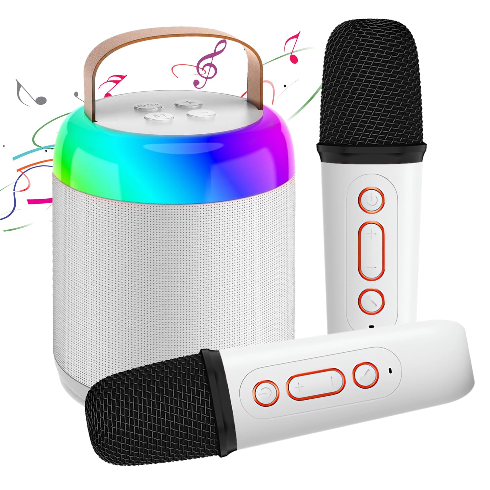 auvstar Mini Karaoke Machine Portable Speaker Bluetooth Karaoke Speaker Rechargeable with 2 Wireless Microphones and Led Lights Singing Speaker kareoke Machines for Kids