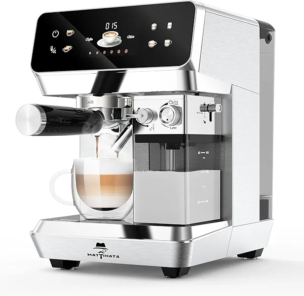 MAttinata Cappuccino Machine Dual Boiler, Espresso Machines Dual Boiler 20Bar with Touchscreen, Automatic Milk Frother Compact Cappuccino Expresso Maker For For Home, Office