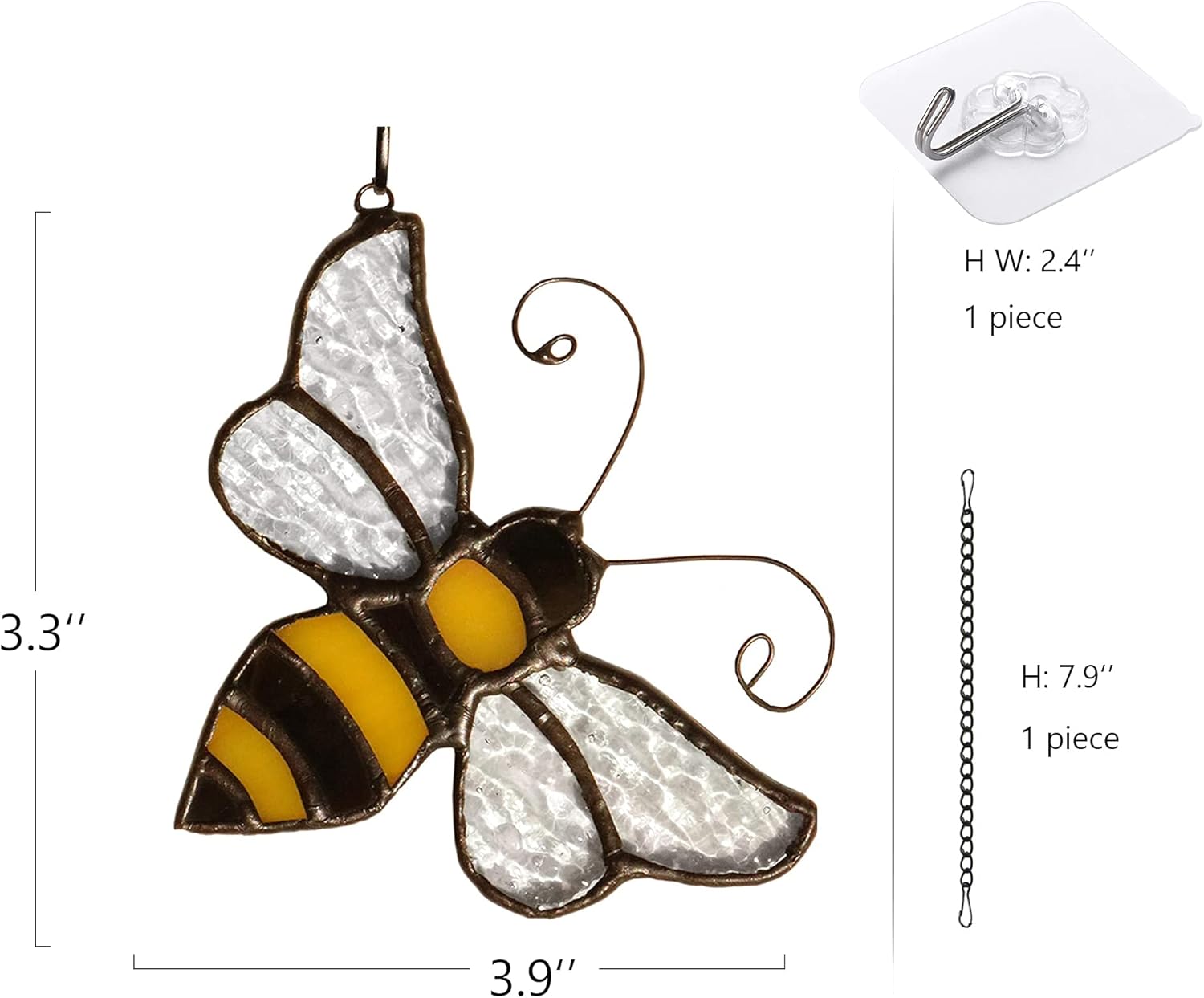 Bumble Bee Ornament Stained Glass Window Hanging Suncatcher Home Decor, Birthday Gifts for Mom Grandma Aunt Sister Bee Lover, Mother's Day Bee Decoration - Image 5