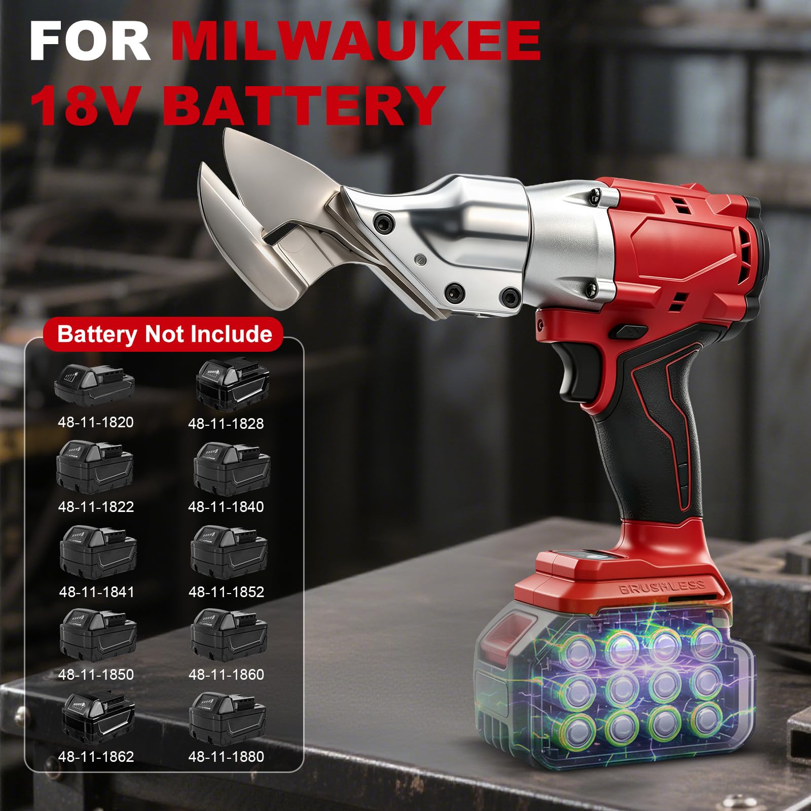 Cizalla de metal inalámbrica compatible con batería Milwaukee de 18 V (sin batería)