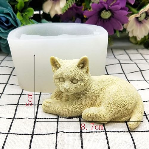 Miniatura 2 de Moldes de silicona para gatos mentirosos, lindos moldes de jabón de silicona, moldes de jabón en forma de animales 3D, moldes de jabón hechos a