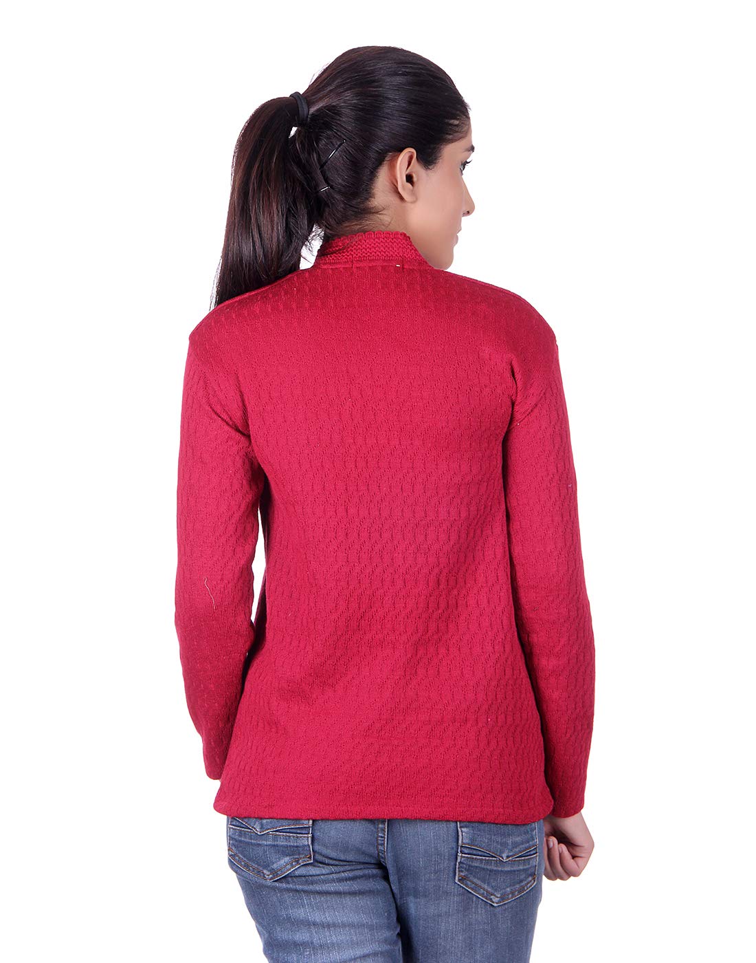 eWools Women's Wool V-Neck Cardigan (H3-M_Maroon_Medium) - Image 3 thumbnail