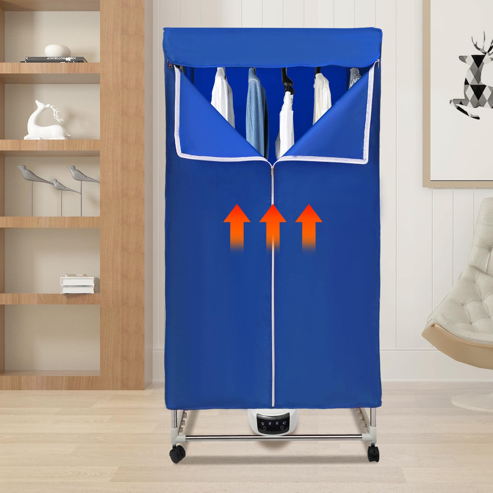 Asciugatrice Elettrica WDZCZDoo, 1200-1500 W, Timer, Armadio Aria Calda, Blu, Acciaio Inossidabile, Tessuto Oxford, 70 x 50 x 150 cm