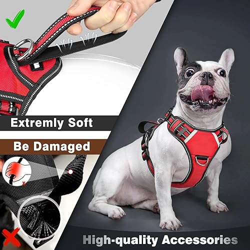 Miniatura 2 de WINSEE Arnés para perro de servicio, arnés sin tirones con 7 parches para perros, arnés reflectante para mascotas con mango acolchado suave y