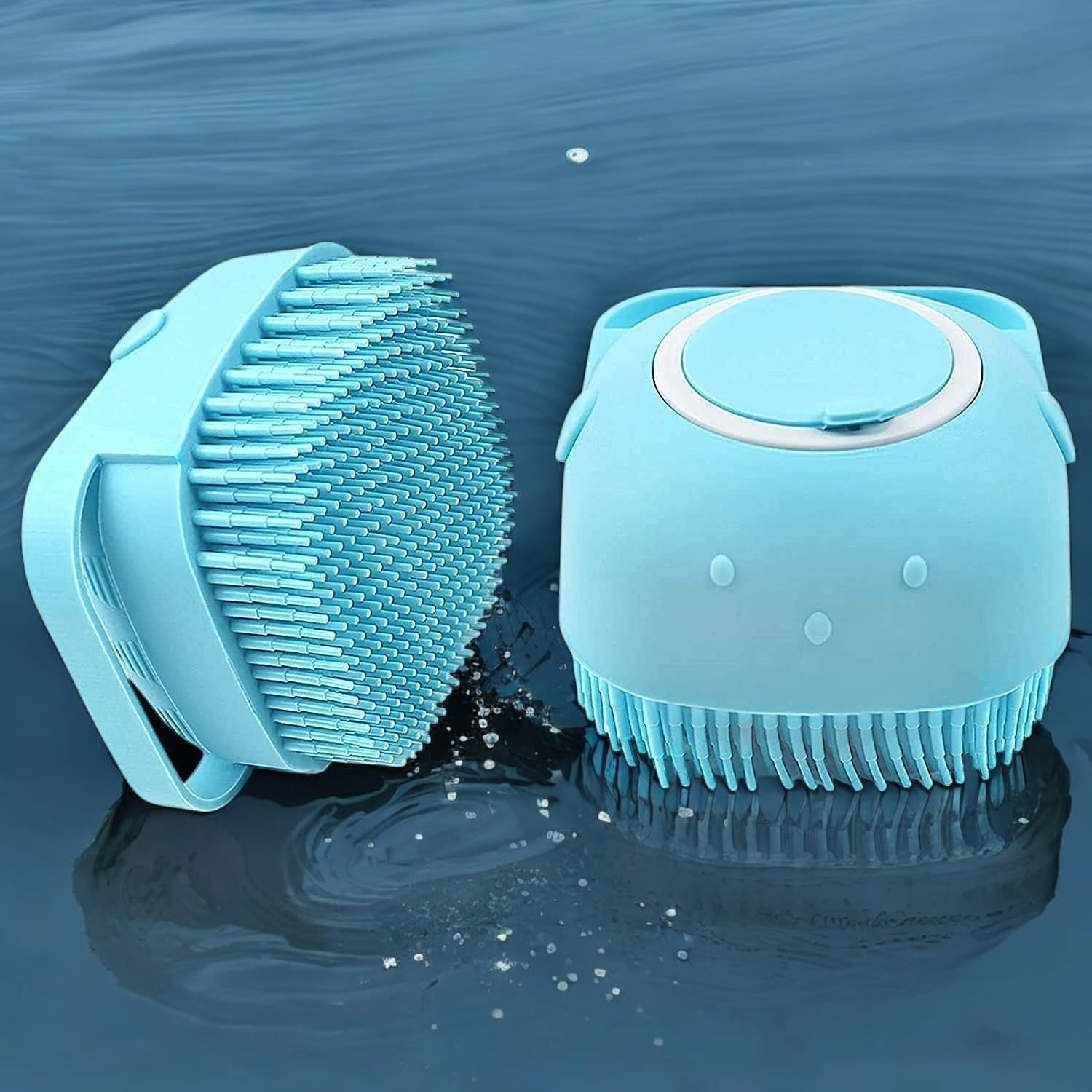 CR Silicone Soft Body Bristle Wash Scrub With Handle and Lids(Blue, Pack of 1)-image-16