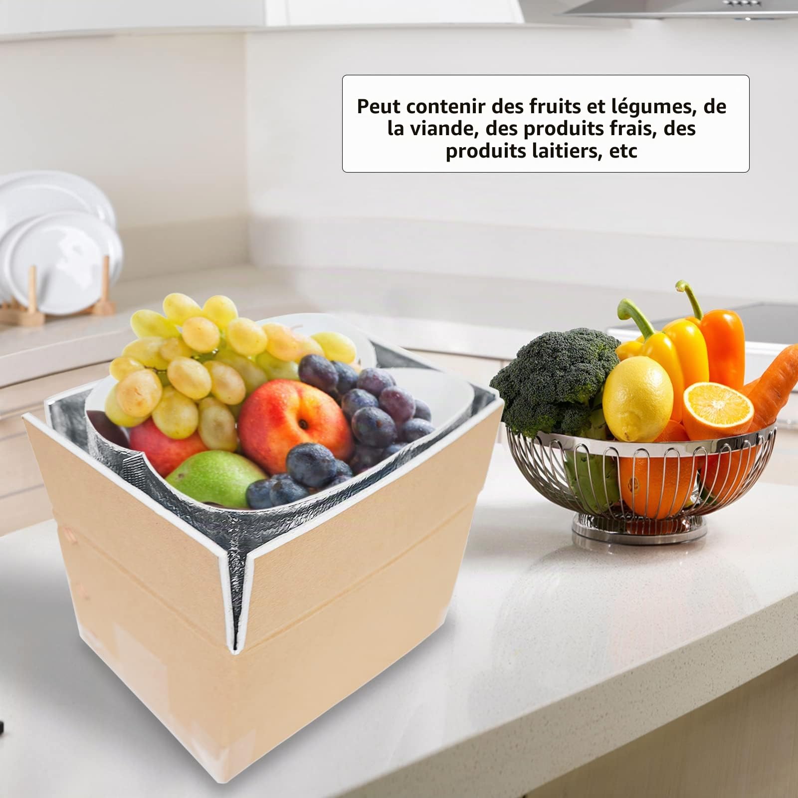 Thermo Chill Carton à double isolation avec doublure de sac isotherme en aluminium, boîte d'expédition réfrigérée pour aliments surgelés, envoi de colis, envoi postal 250x155x140 mm (2 pièces)