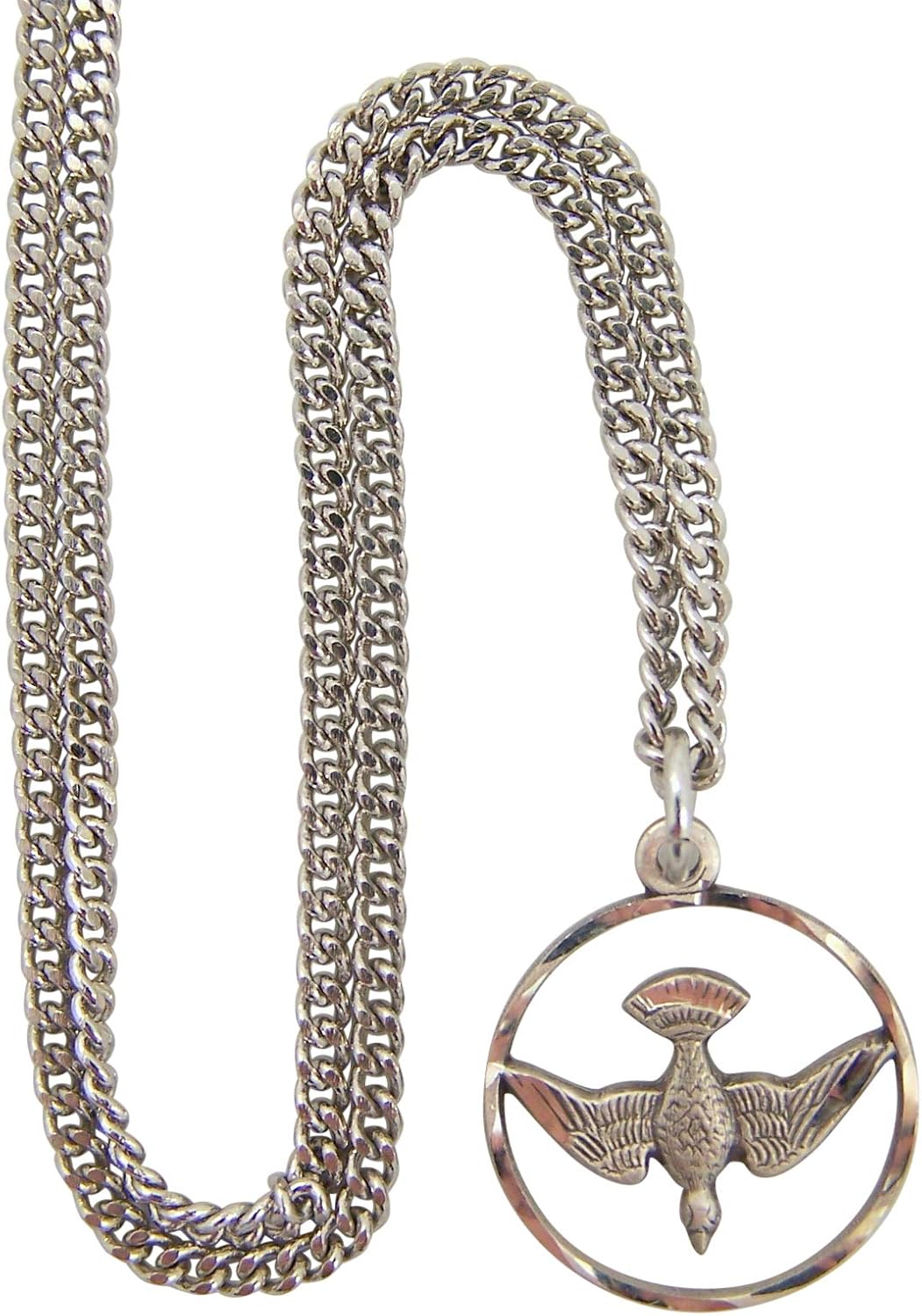 Sterling Silver Open Circle Holy Spirit Dove Confirmation Necklace for Teenage Girls, 3/4 Inch