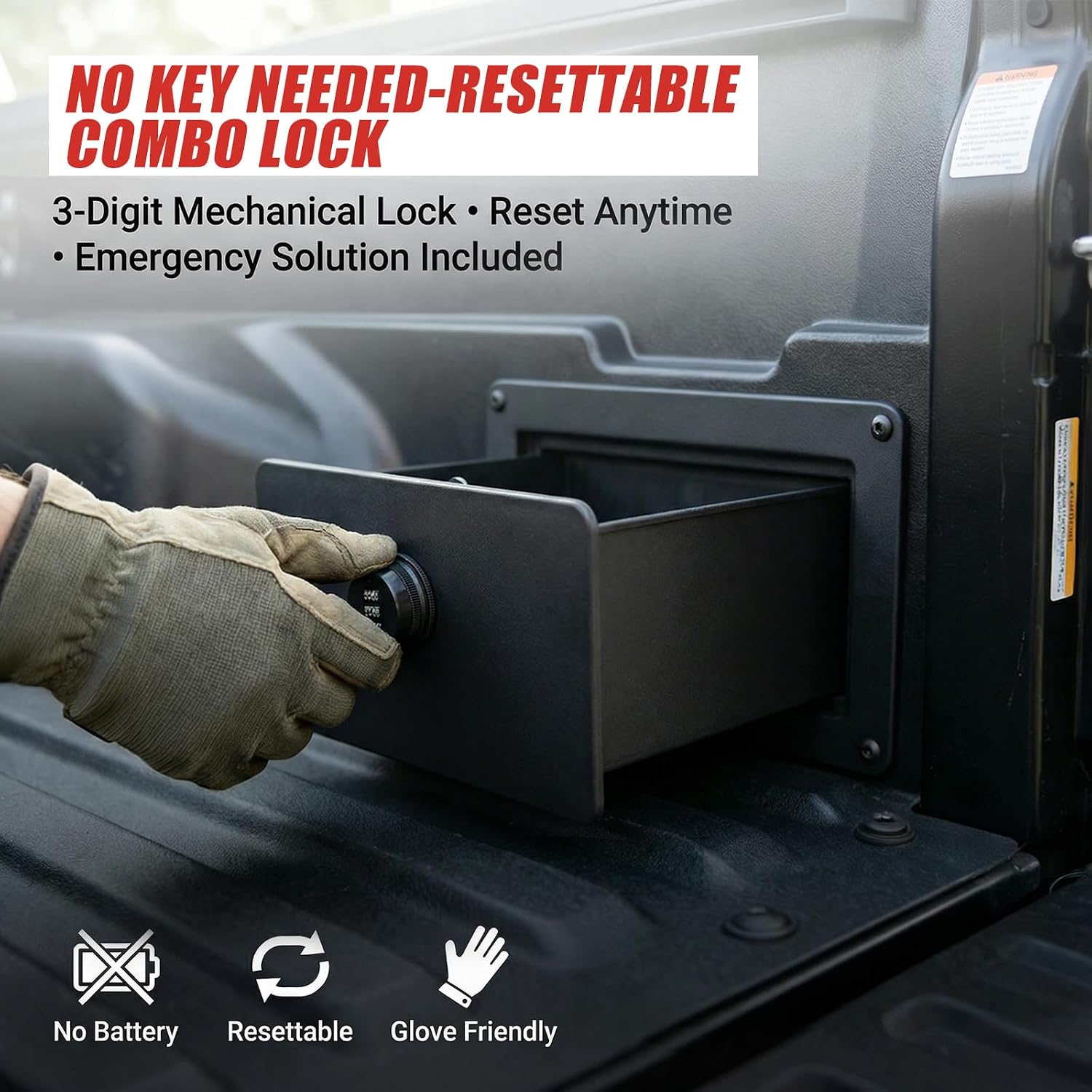 Truck Bed Storage Lock Box for 2016-2023 Toyota Tacoma 3rd Gen Accessories Pickup Truck Keyless Security Organizer Password Lock Tray