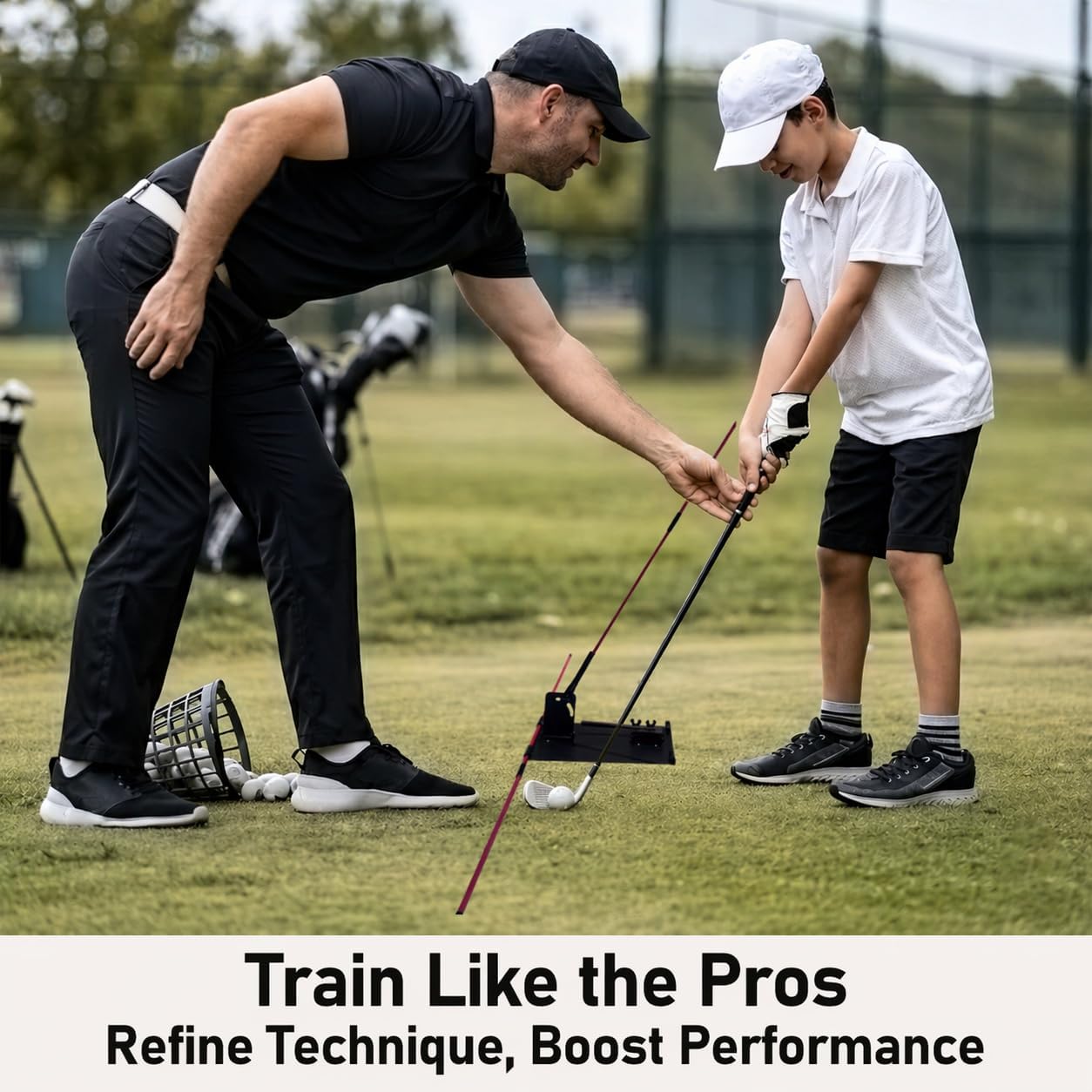 Golf Alignment Sticks and Angle Holder Set with Two Angle Holders, Works Left & Right Golf Swing Trainer, Golf Training Aids, Golf Accessories Gifts for Man and Woman