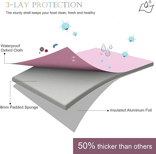 Miniatura 3 de Amersun Lonchera para niños con interior acolchado para cena, mantiene la comida fría y caliente durante más tiempo, bolsa de almuerzo escolar