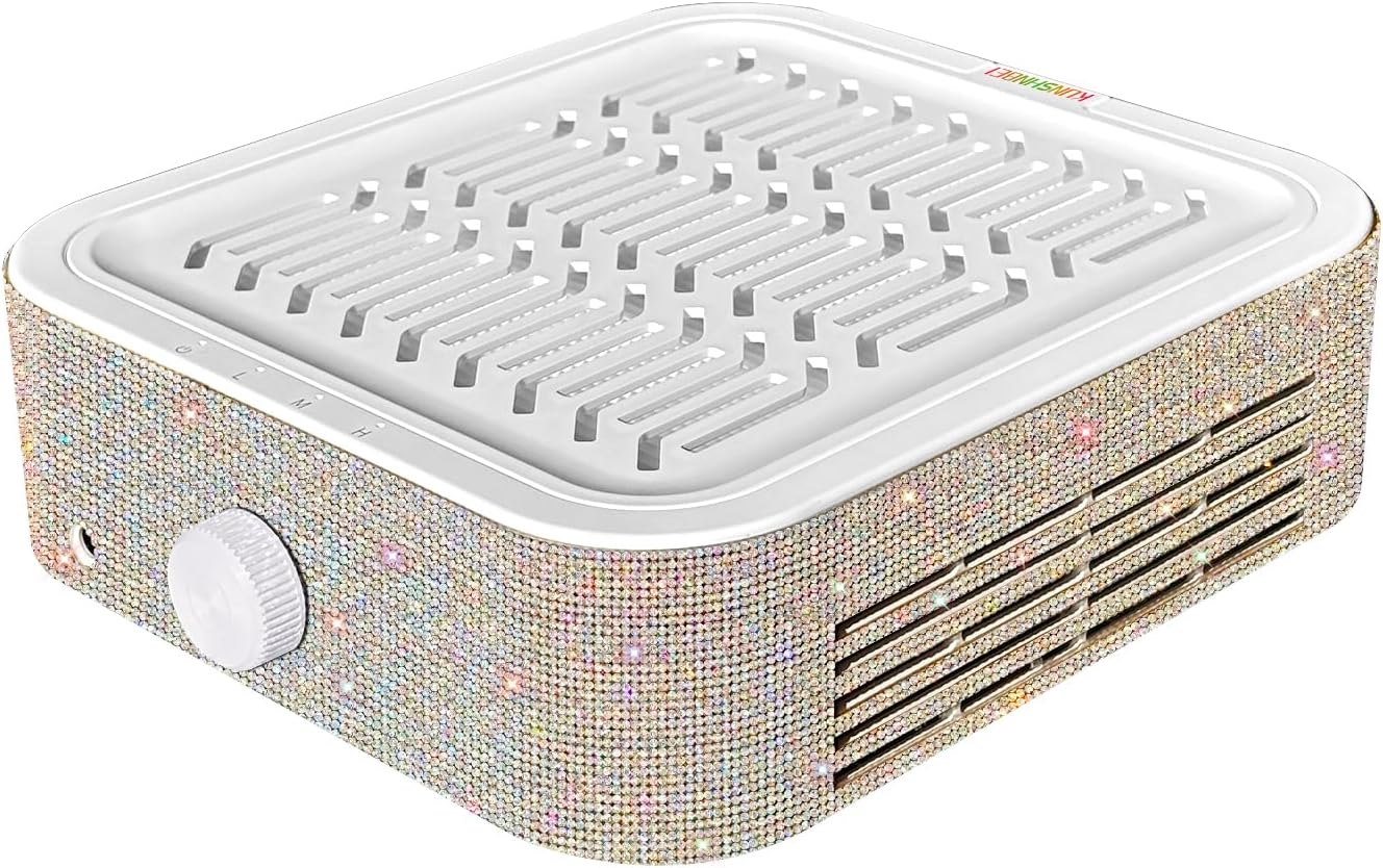 Nail Dust Collector, 120W Nail Vacuum Dust Collector (3600RPM), with Reusable Nail Dust Filters & Desktop and Portable Nail Dust Brush, Perfect for Nail Techs & Home's Salon, Diamond Surface