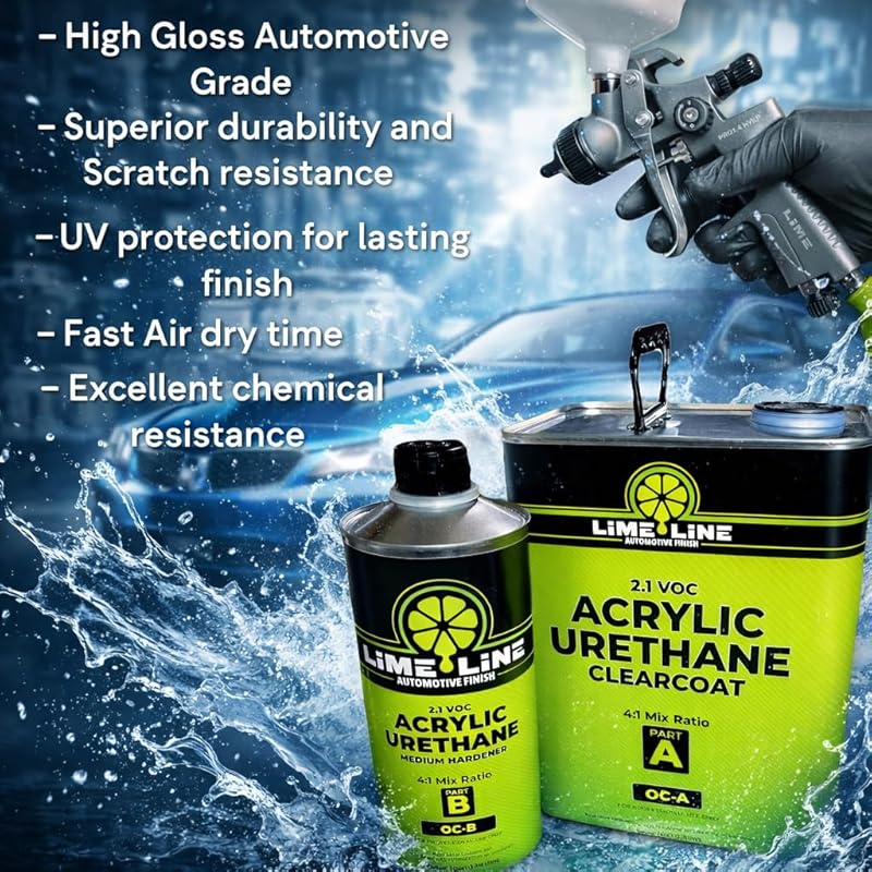 LiME LiNE 2K Clearcoat, Automotive Paint Kit with Hardener, Topcoat For Cars, Trucks and Motorcycles - 1.25 gallon Kit A. Gloss Clearcoat