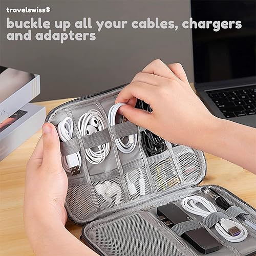 Miniatura 7 de Organizador de cables de viaje, bolsa de transporte, accesorios electrónicos, portátil, impermeable, doble capa, bolsa de almacenamiento todo en uno