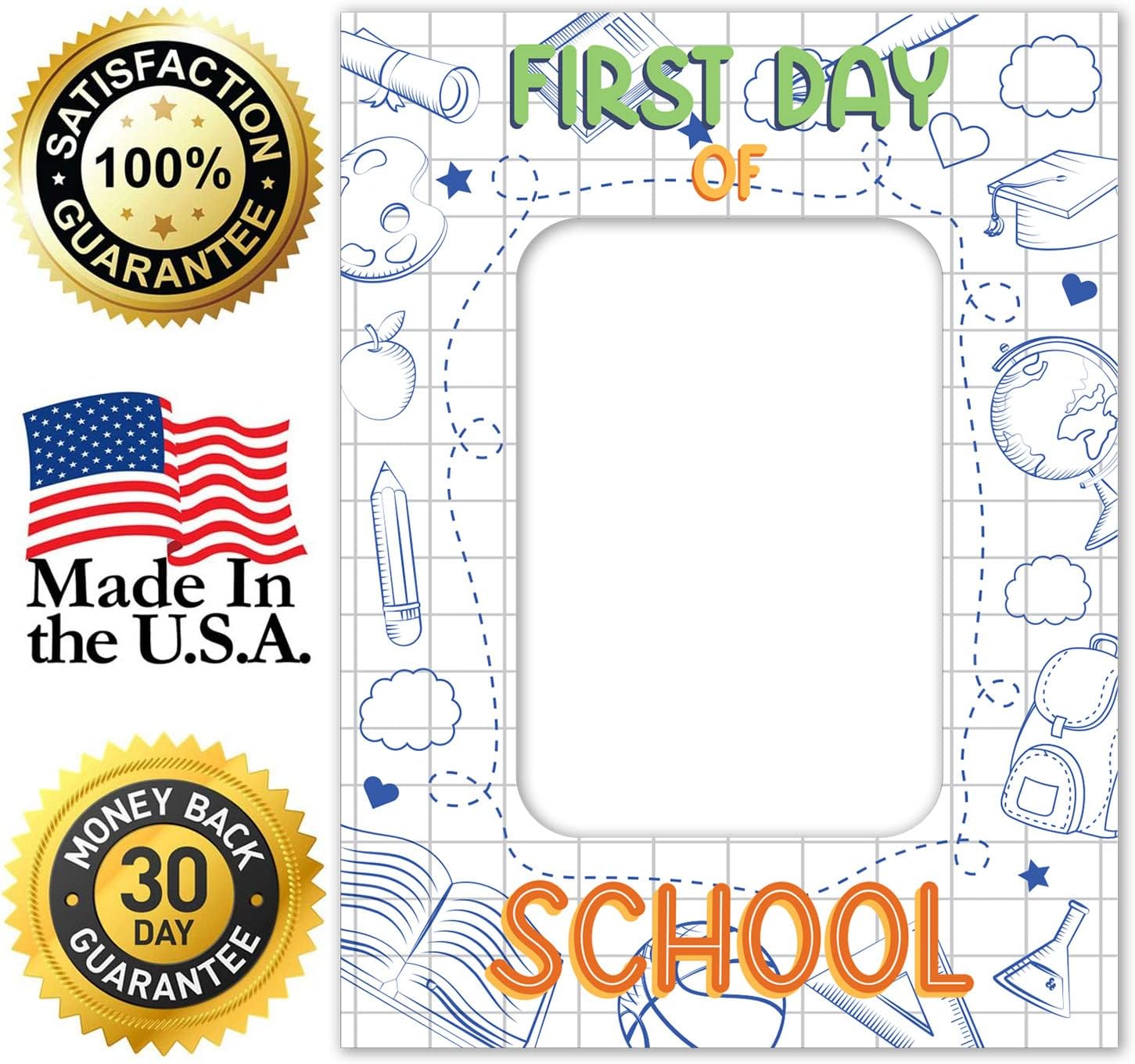 Soul Décor Back to School Photo Prop Board, Picture Frame First Day of School, Adorable and Creative First Day of School Picture Idea, Cut Out Board Sign, Coro Plastic, Made in The USA