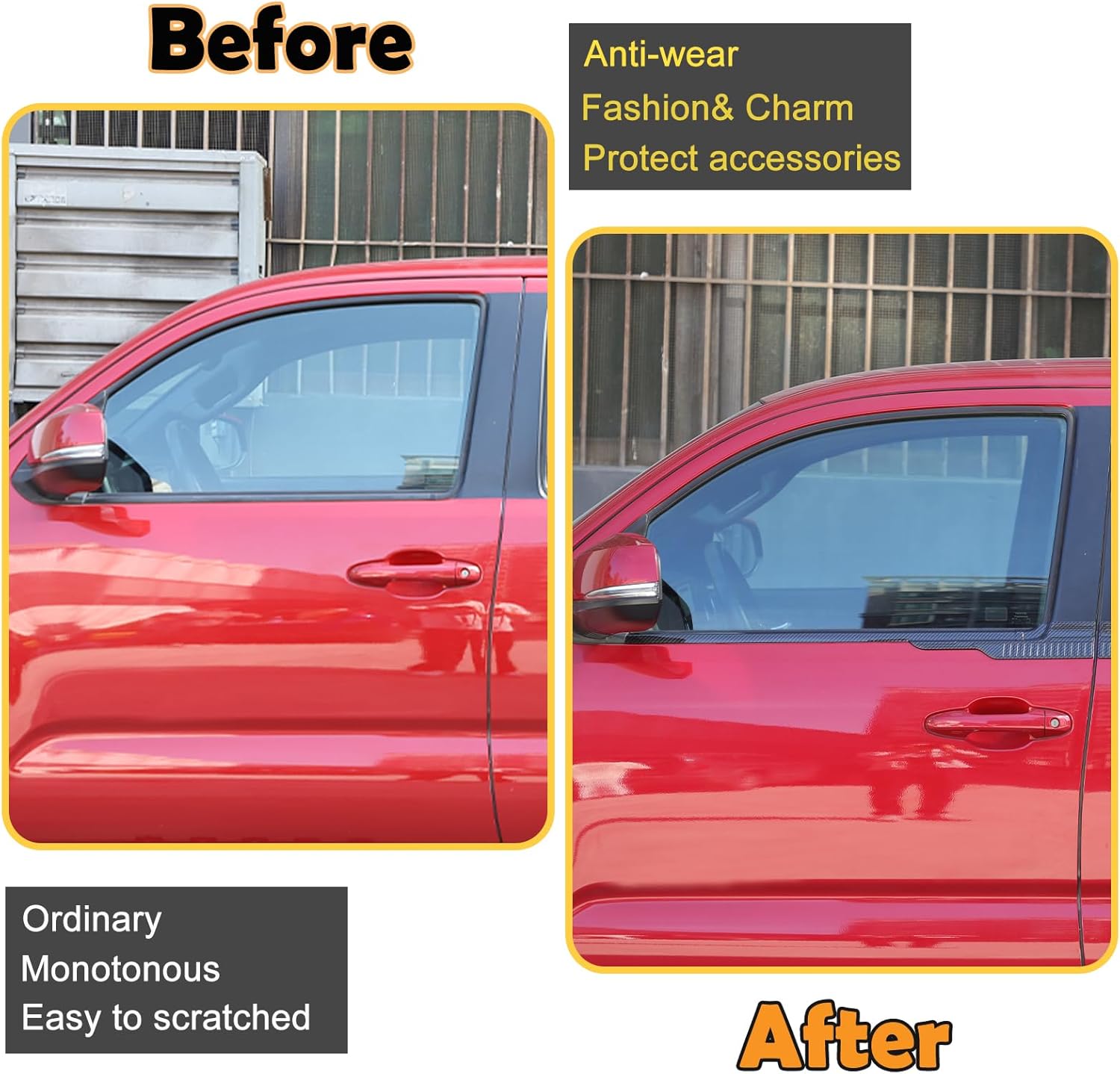 Lower Window Trim Cover Molding Window Bottom Outer Frame Strip Compatible with Toyota Tacoma 2016-2022, Weatherstrip Window Molding Trim Exterior Accessories (Carbon Fiber Pattern)