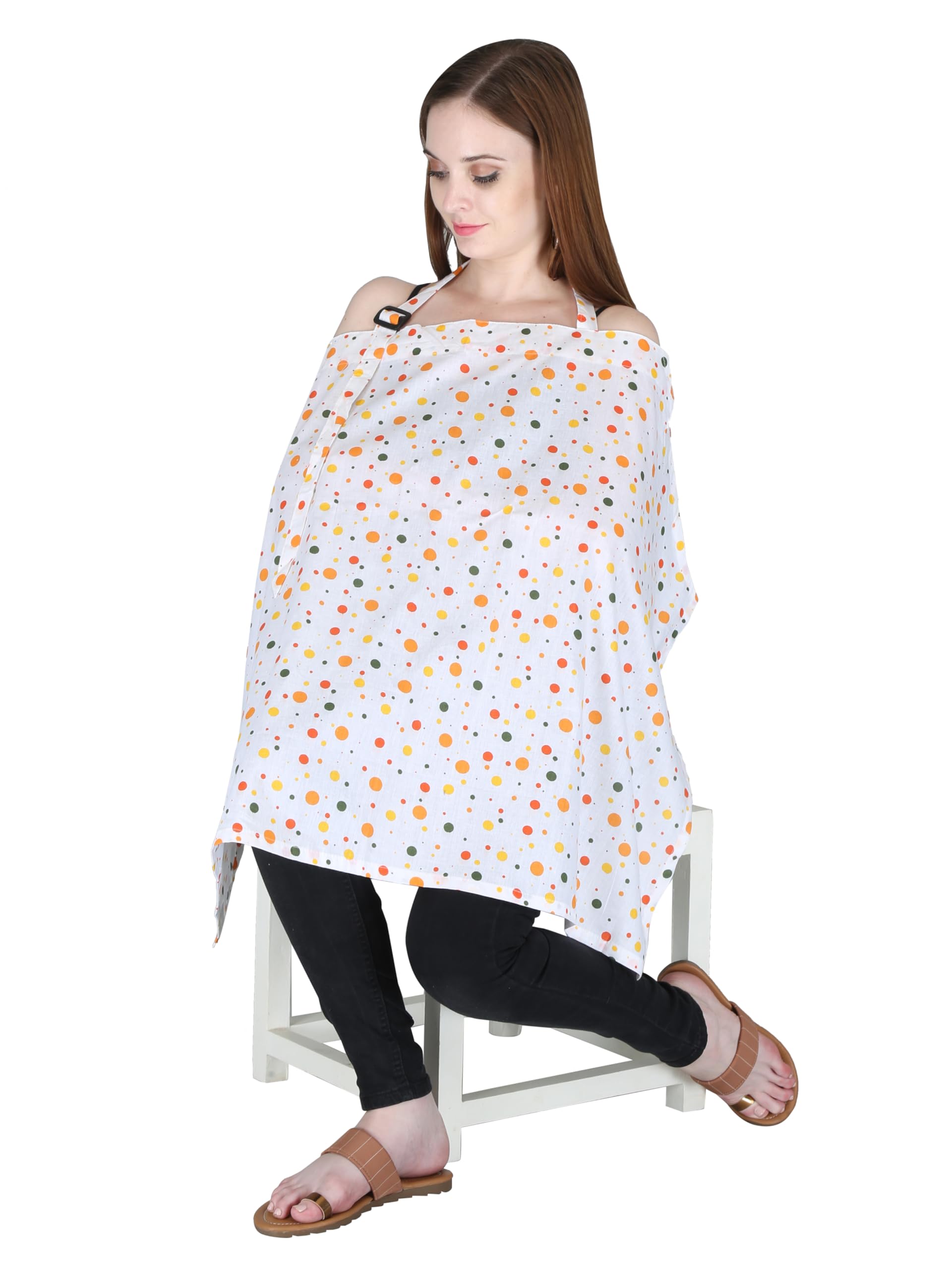 Switchon Feeding Apron Cover Cotton Maternity Baby Breastfeeding Multipurpose for Mothers doted Printed Proudly Made in India (Multi)-image-19