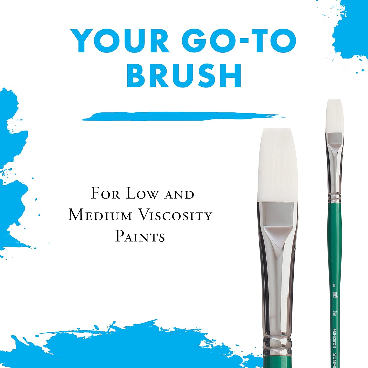 Princeton Artist Brush Summit, Brushes for Acrylic and Oil Series 6100, Flat White Synthetic, Size 20